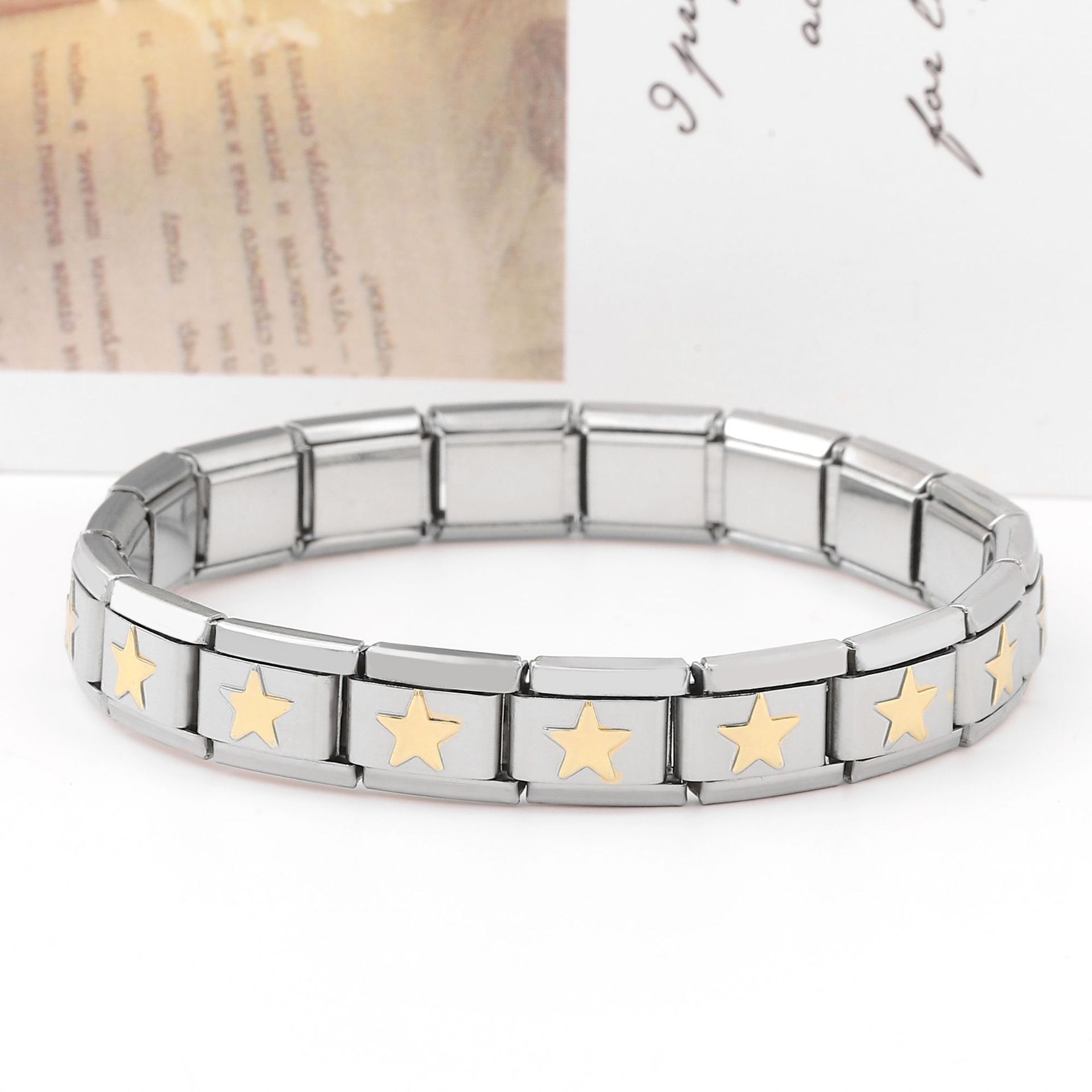 Stainless Steel Bracelet Personality Ornament Pentagram Gold - Shop at LoveMi