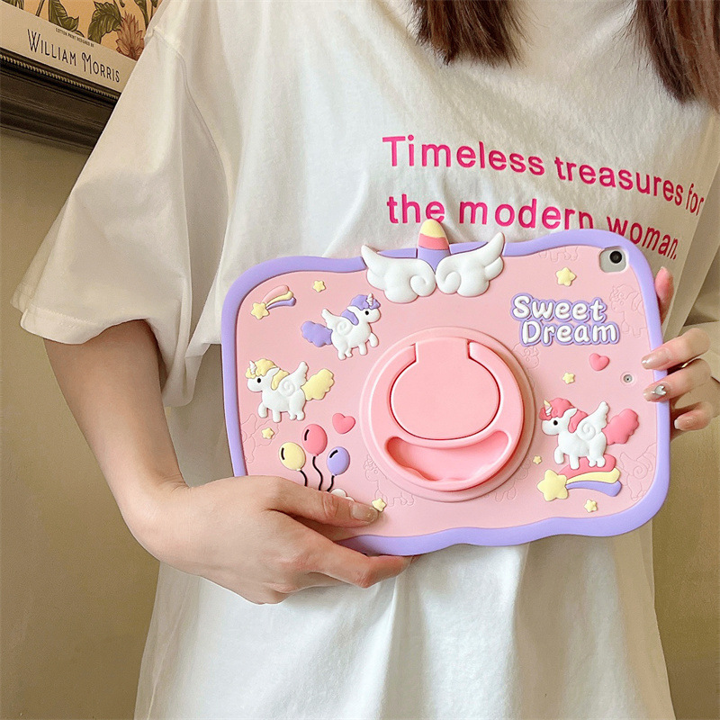 Title 1, Silicone Cartoon 360-degree Bracket Tablet Prot...