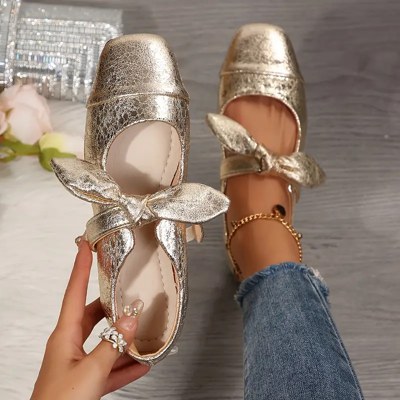 Womens Chanel-style Ballet Flats With A Bow Detail