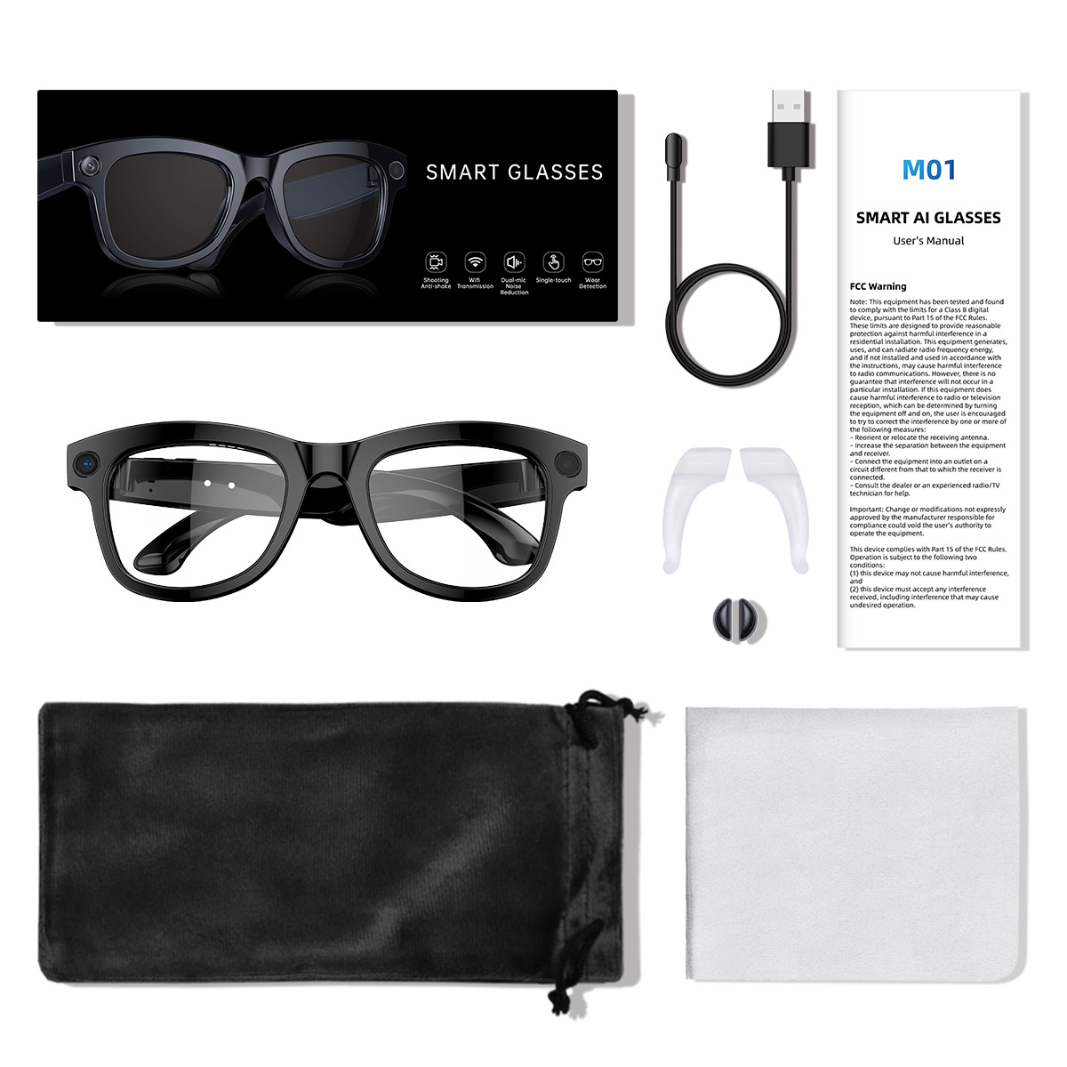 M01 HD Camera Identifying Objects Through Graph AI Translation Intelligence Glasses