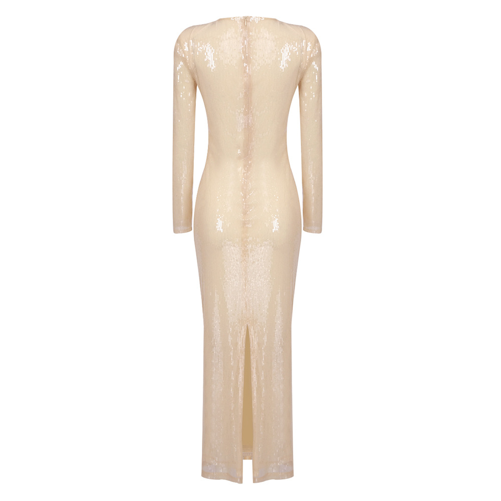 Sequin Long-Sleeve Beaded Dress, picture 2 of 9