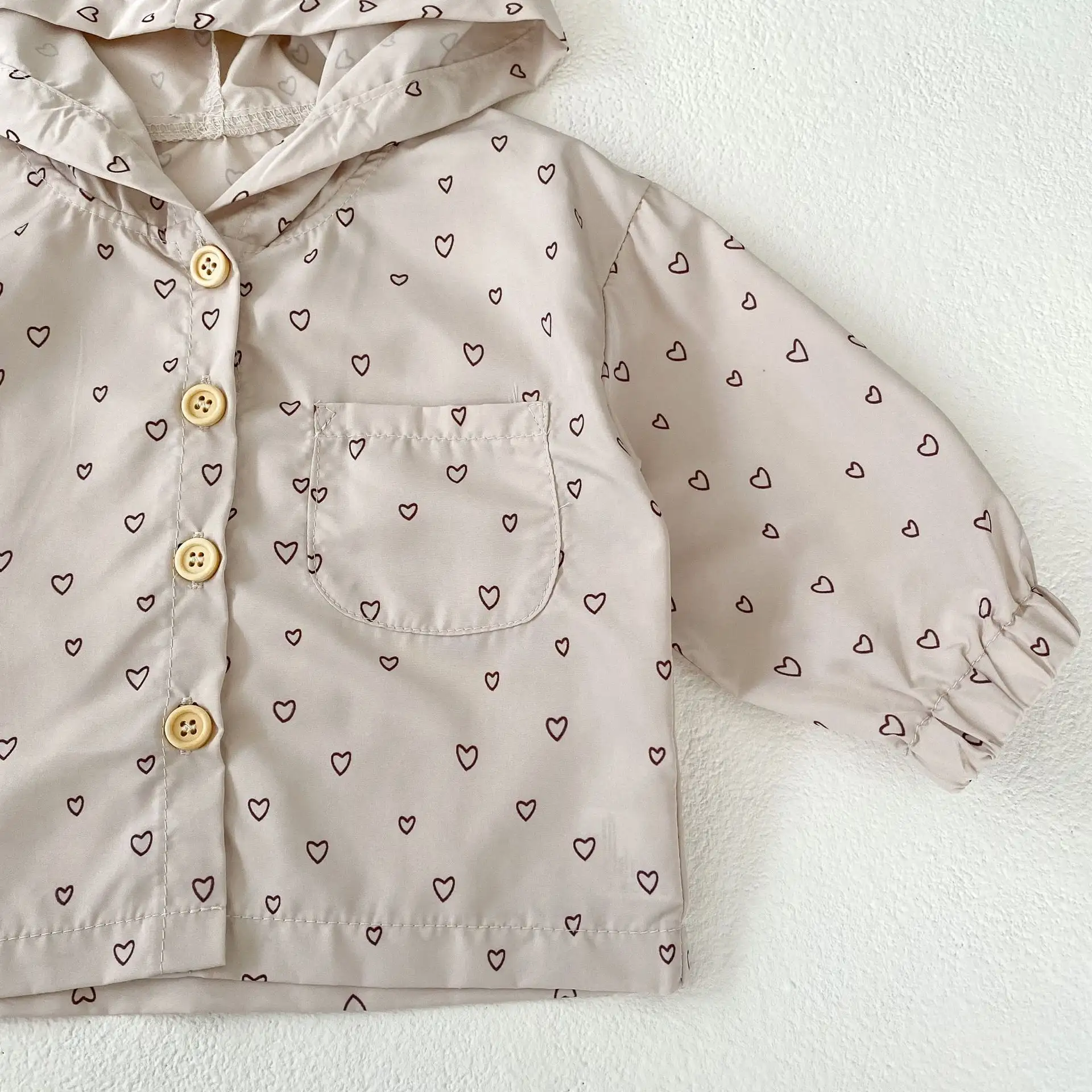 Baby Love Dotted Prints Windproof Sun Protection Cardigan Long Sleeve Hooded Jacket