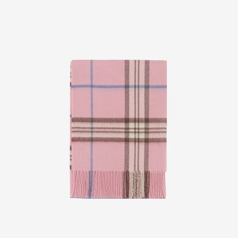 Wool Scarf Winter Popular Women's Men's Thickening Minimalist Plaid - Pink
