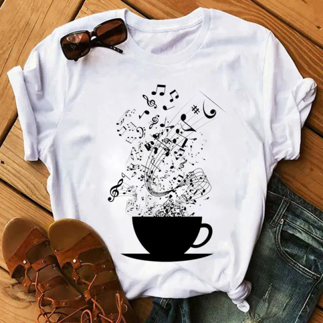 Large Size Women's Music Note Printing Kawaii Top Female Supply Round Neck Short Sleeve T shirt Female Ze09 - Shop at LoveMi