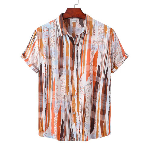 Mens Casual Shirt With Digital Stripe Print