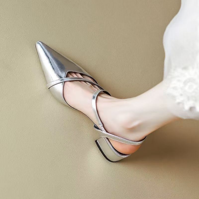 Retro Versatile Closed Toe Low Cut Pointed Toe Sandals