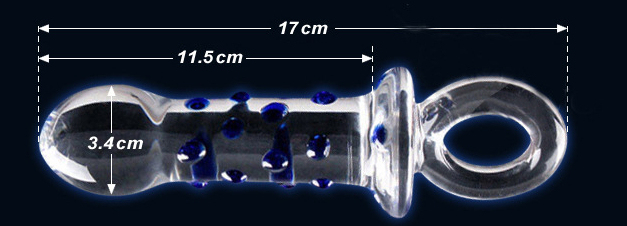 Bead Lock Blue Core Hand Pull Type Glass Dildo Product 6