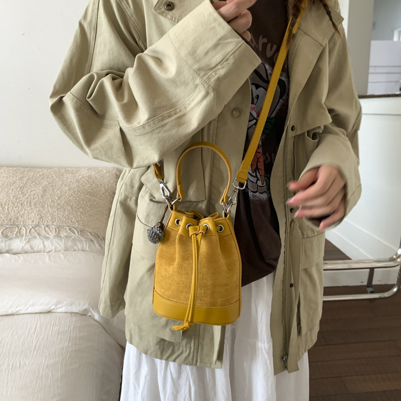 Drawstring Handle All-Match Bucket Bag For Women