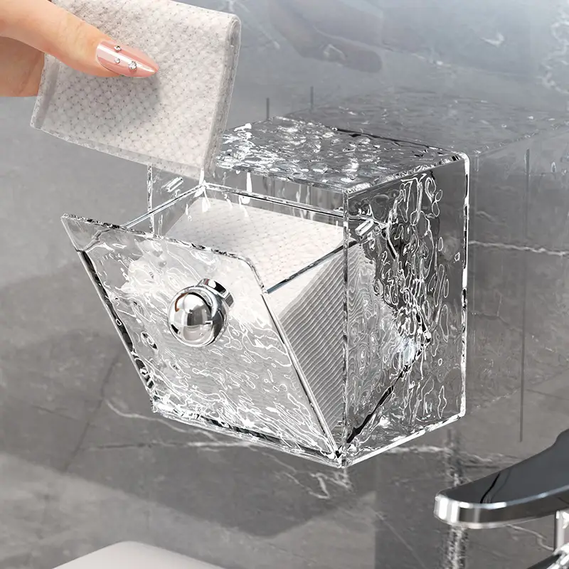 Wall-mounted Storage Box Organizer Cotton Swab Makeup Remover Tidy-up Small Container