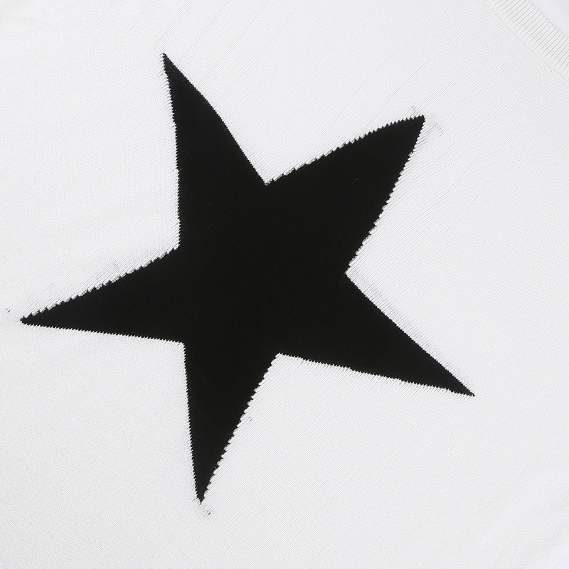 Title 10, Simple black and white star woolen blouse for w...