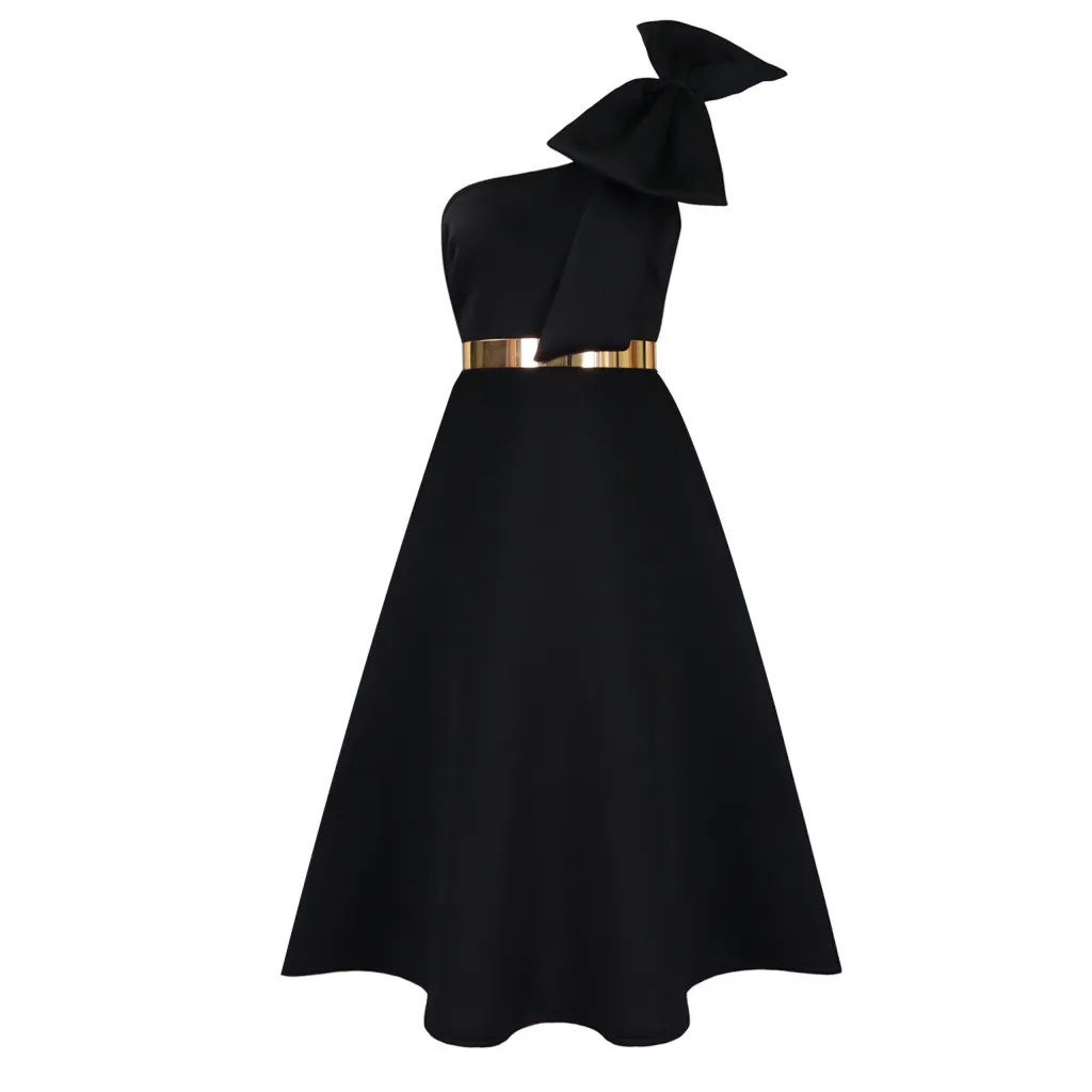Valentines Day Fashionable Solid-Color Sexy Evening Gown For Women - Black