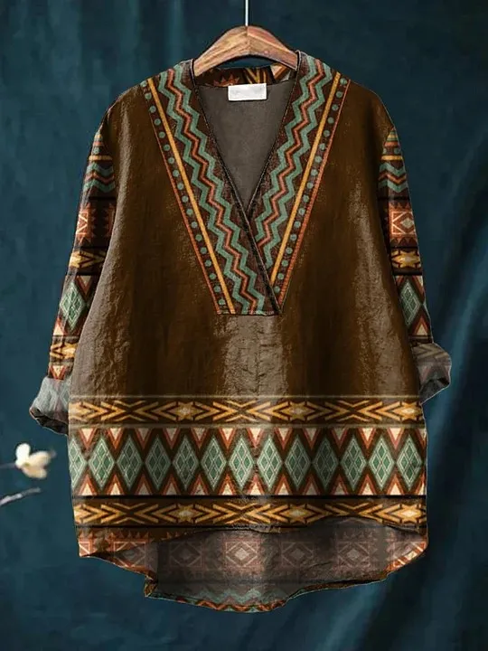 Fashion Digital Printing Large Wide V neck Top N2 L - Shop at LoveMi