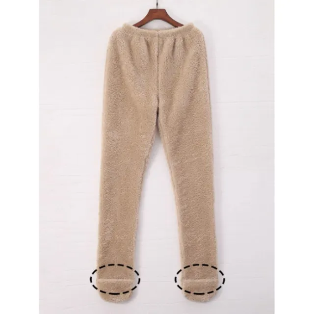 Women Coral Fleece Socks Leggings Winter Warm Sleepwear Ankles Knees Guard Women Home Pants Thick Pajamas Pant Coral - Shop at LoveMi