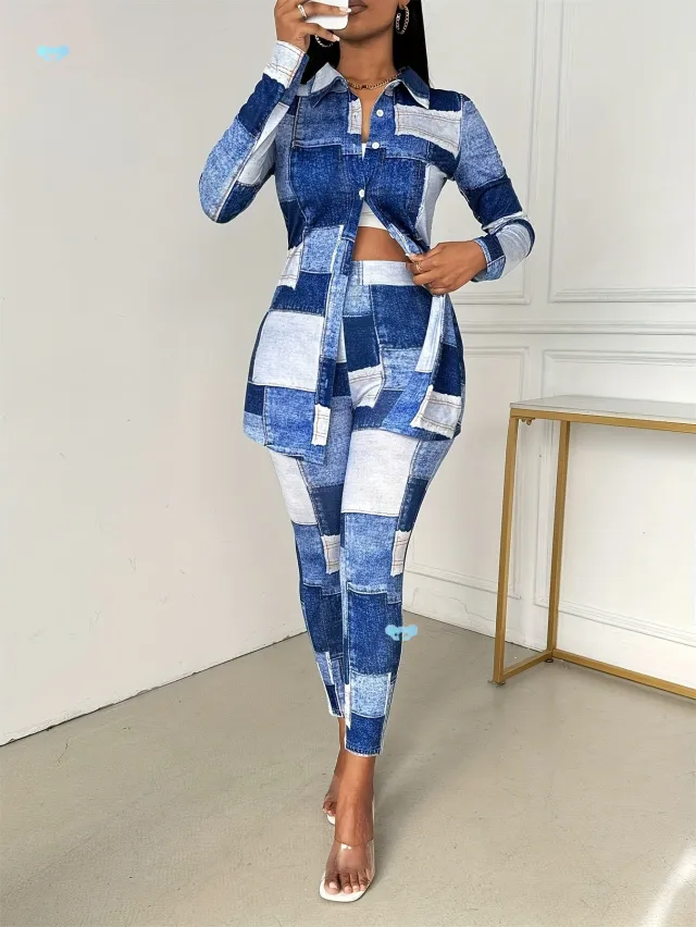 Comfortable Fashion Digital Printing Shirt Women's Clothing Blue - Shop at LoveMi