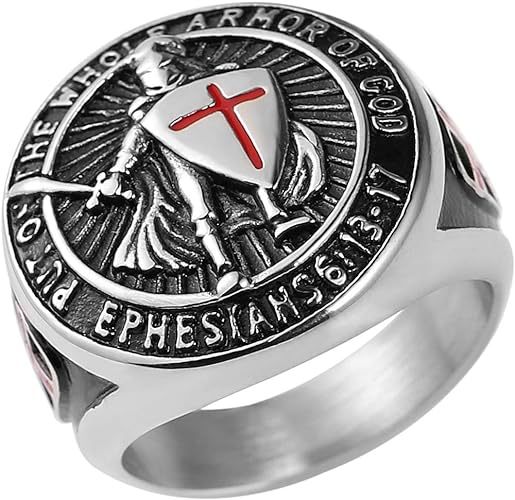 Anillos de caballero armadura cristiana de Dios para hombre - joyas inspiradas en la fe, efesios - Imagen 7 de 7