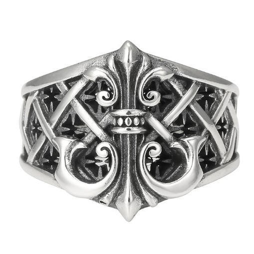 Boat Anchor Open Ring Checkered Design Mechanical Vintage Style For Men