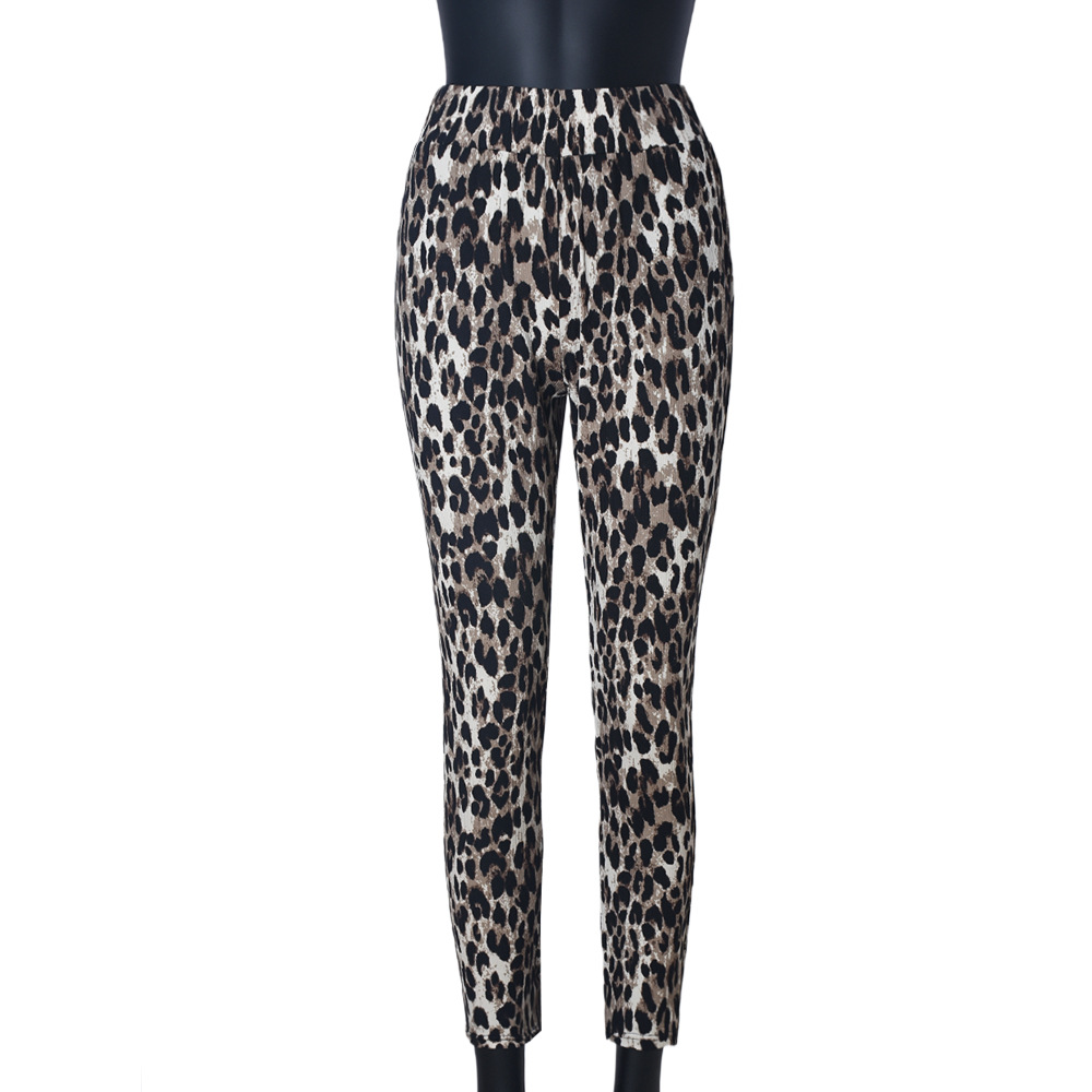 Comfortable High Waist Soft Leopard Print Home Trousers