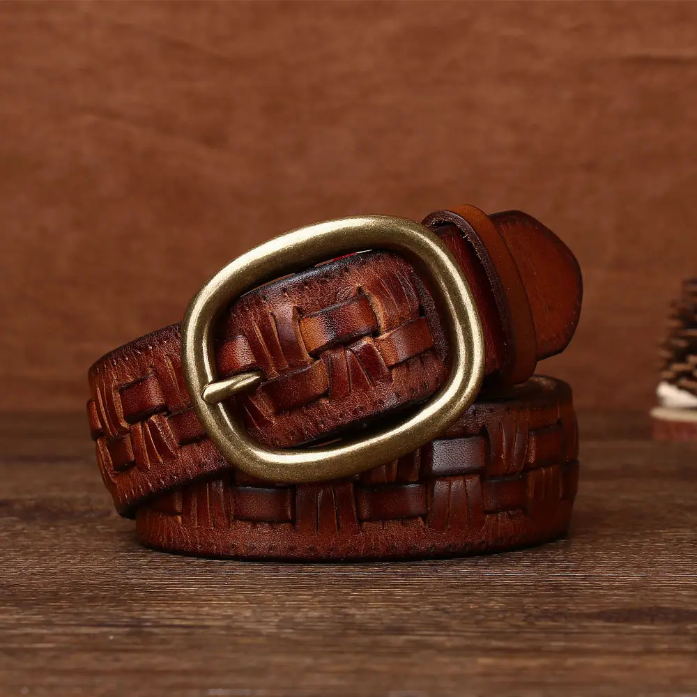 Men's Hand-woven First Layer Cow Leather Belt