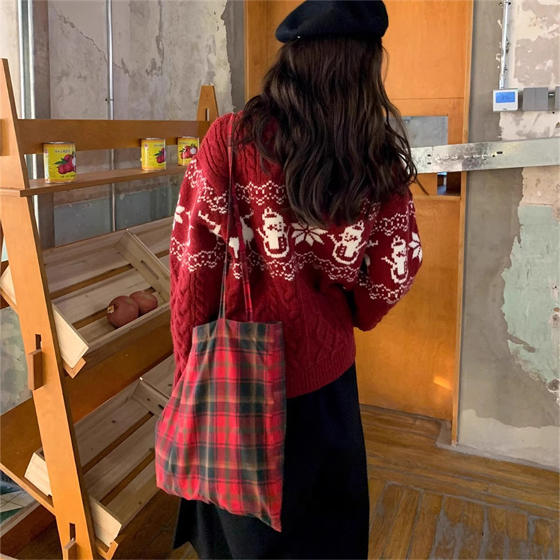 Korean Retro Christmas Atmosphere Silk Sweater