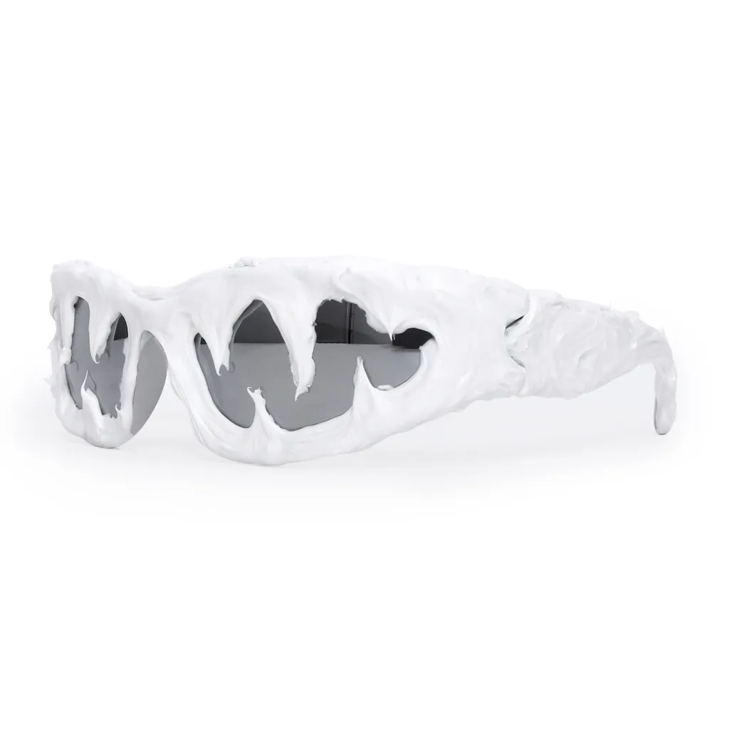 Men's And Women's Avant-garde Sunglasses Handmade Epoxy Resin - Silver Frame Mercury Sheet