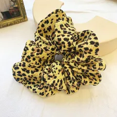 Women's Retro Minority Floral Hair Rope - Leopard Print Yellow - View 1