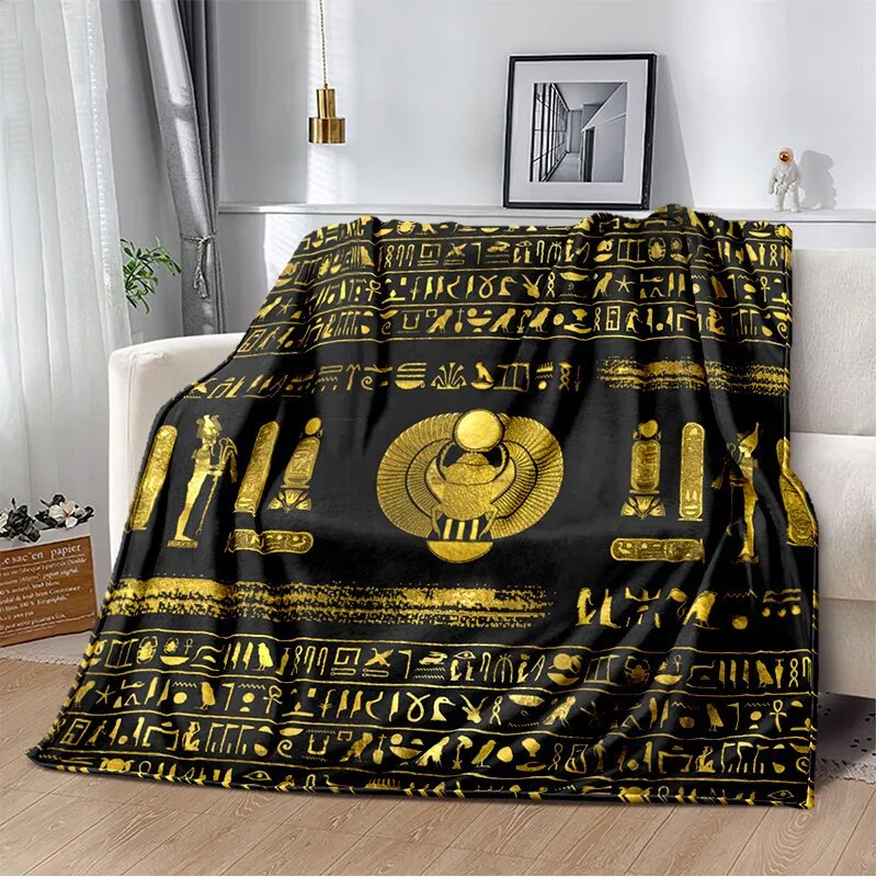 Ancient Egypt Mysterious Symbol 3D Digital Printing Flannel Nap Blanket - 16Th