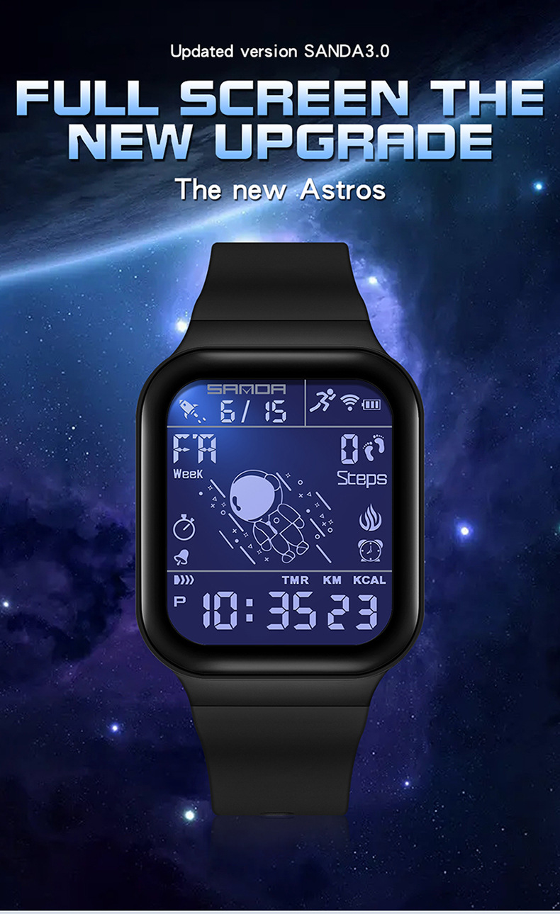 Sanda Digital Waterproof Step Calorie counter Sports watch for Men