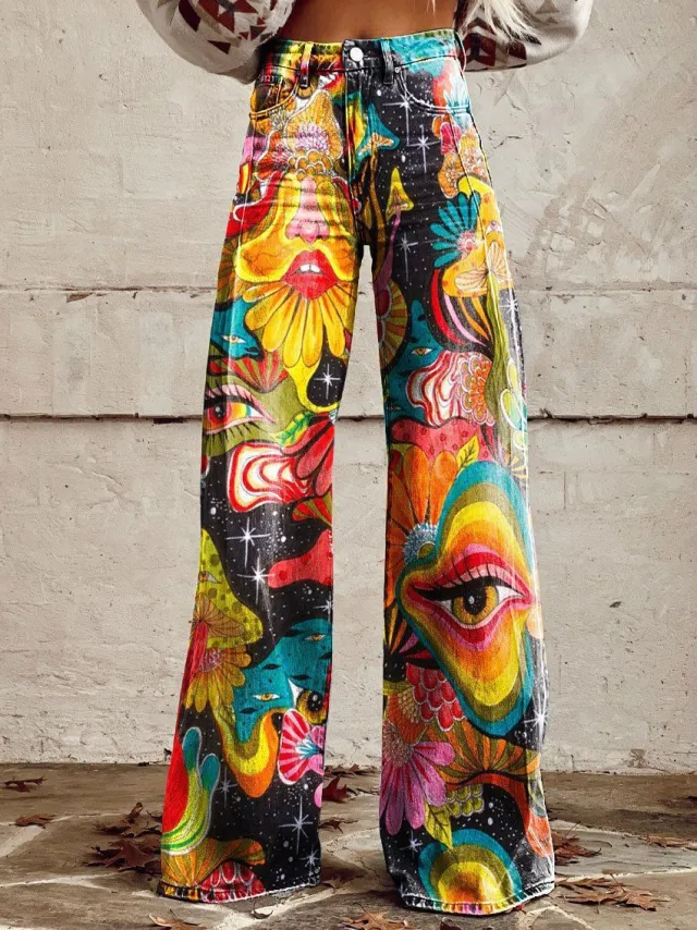 Horn Simulation Denim Trousers Loose Pants For Women Z8 L - Shop at LoveMi