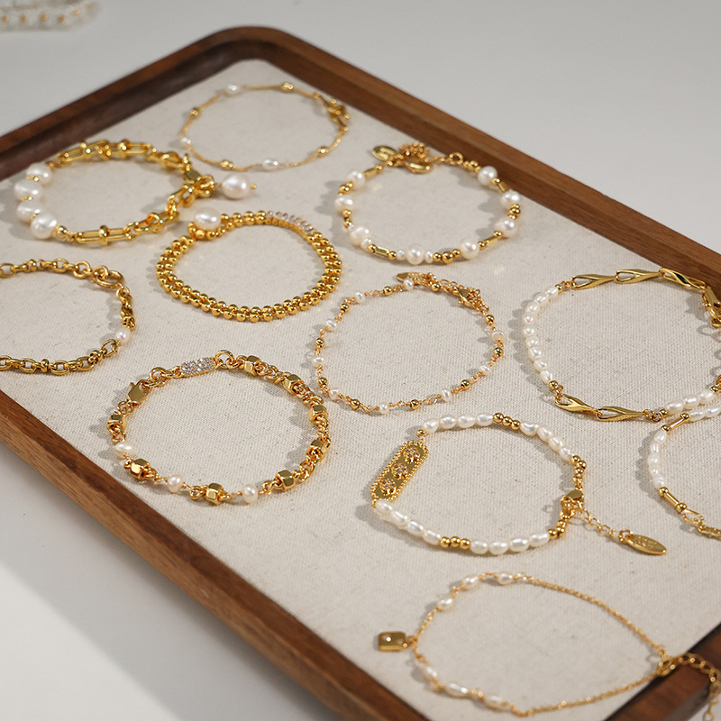Fashionable Versatile Light-luxury High-end 18K Gold-plated Natural Genuine Pearl Bracelet