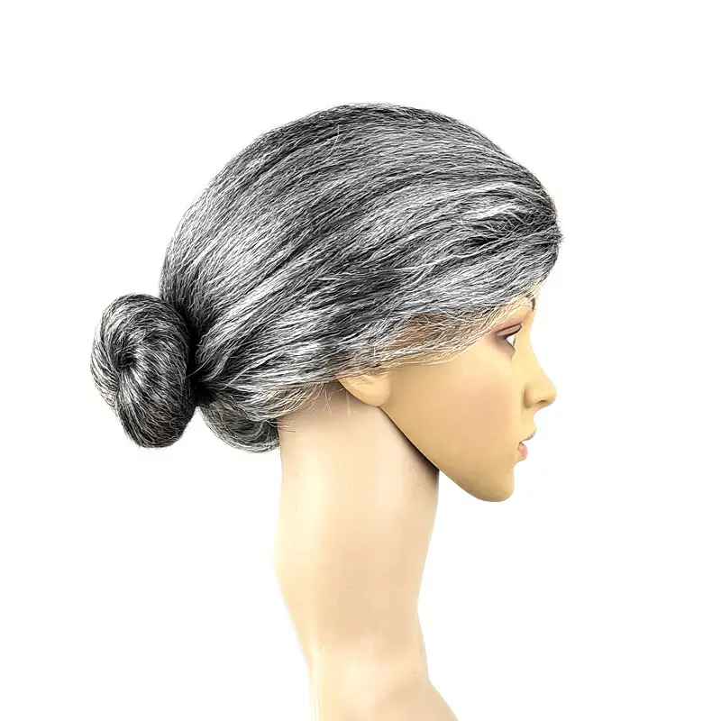 Old Lady Dress Up Wig Grandma Mother-in-law Headwear Fancy Dress Ball Props