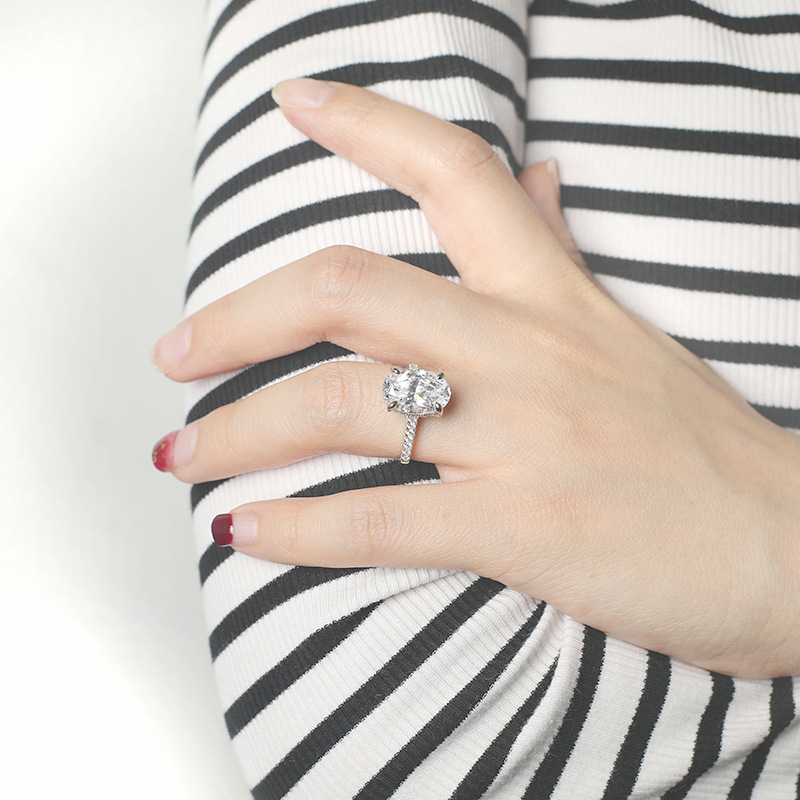 Sterling Silver 5A Zircon Ice Flower Princess Flower Ring