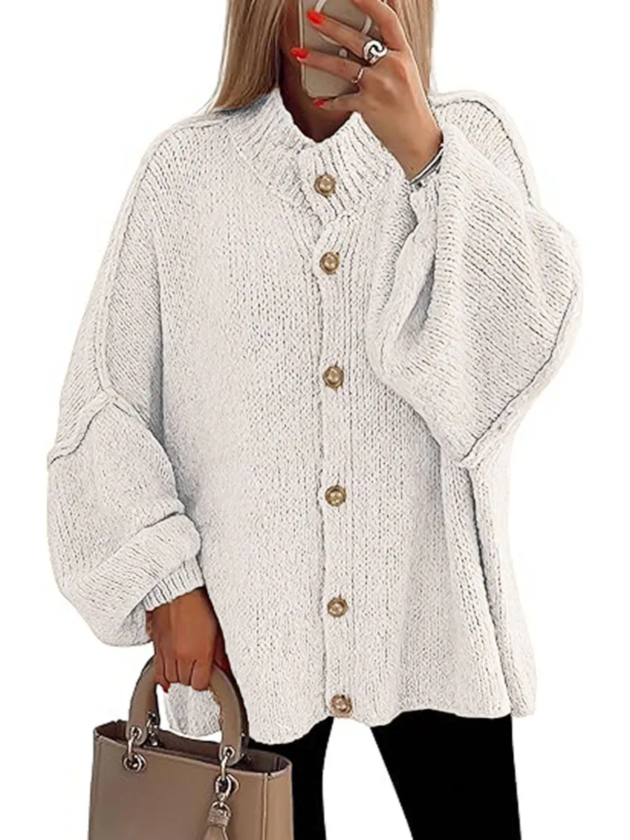 Autumn And Winter College Style Lazy Knitted Women's - White