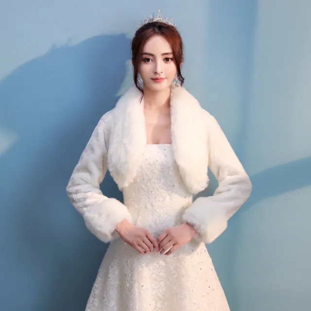 New Autumn And Winter Warm Fur Collar Cardigan Imitation Fur Dress Fur Shawl White - Shop at LoveMi