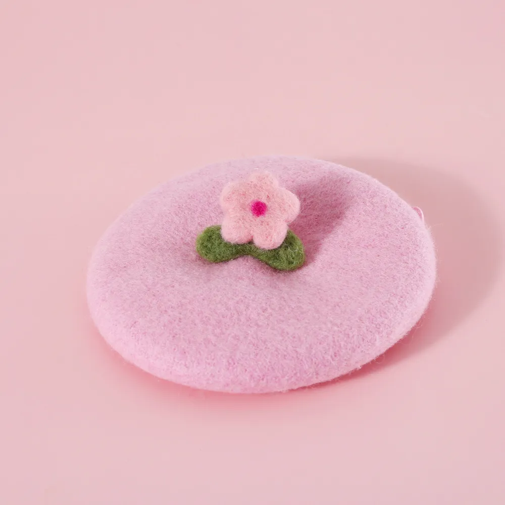 Pet Cat Dog Wool Felt Flower Hat - Pink Little Flower Hat