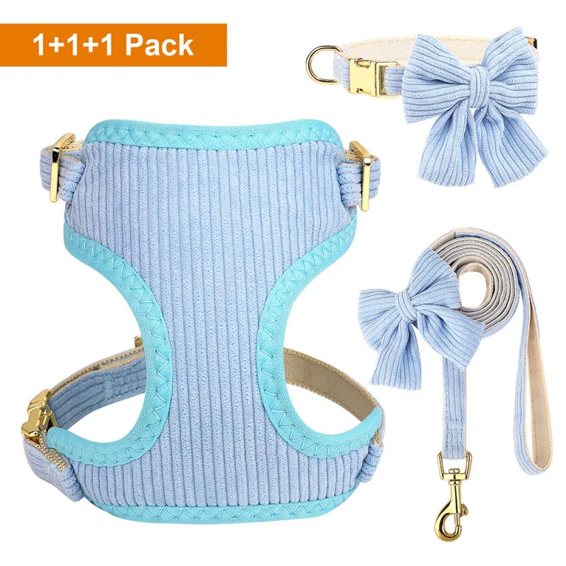 Collar Harness Traction Bow Pet Vest - Blue