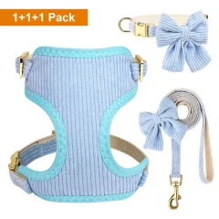 Collar Harness Traction Bow Pet Vest - Blue - View 1