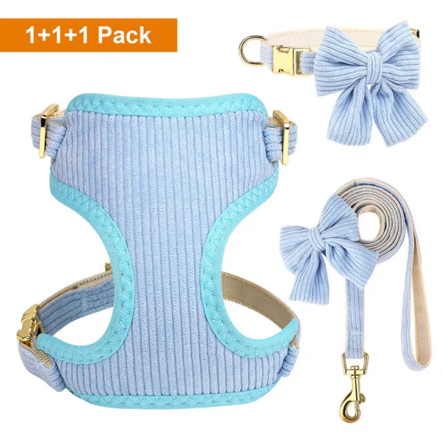 Collar Harness Traction Bow Pet Vest Blue - Shop at LoveMi
