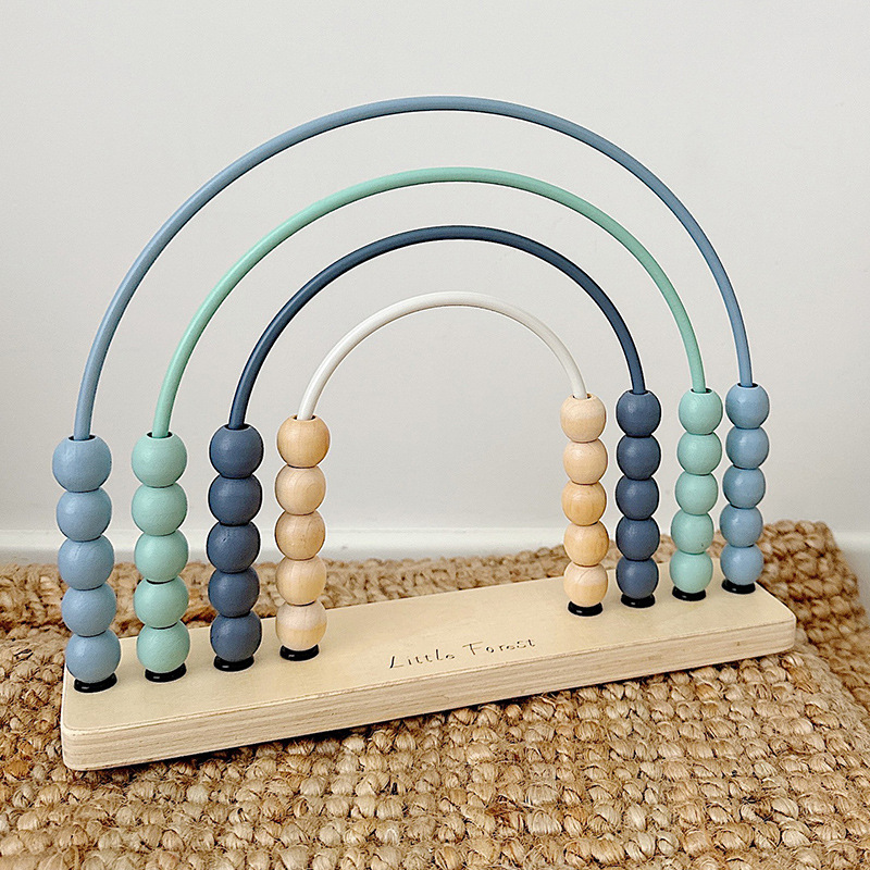 Wooden Childrens Rainbow Abacus Beads Cognitive Toy