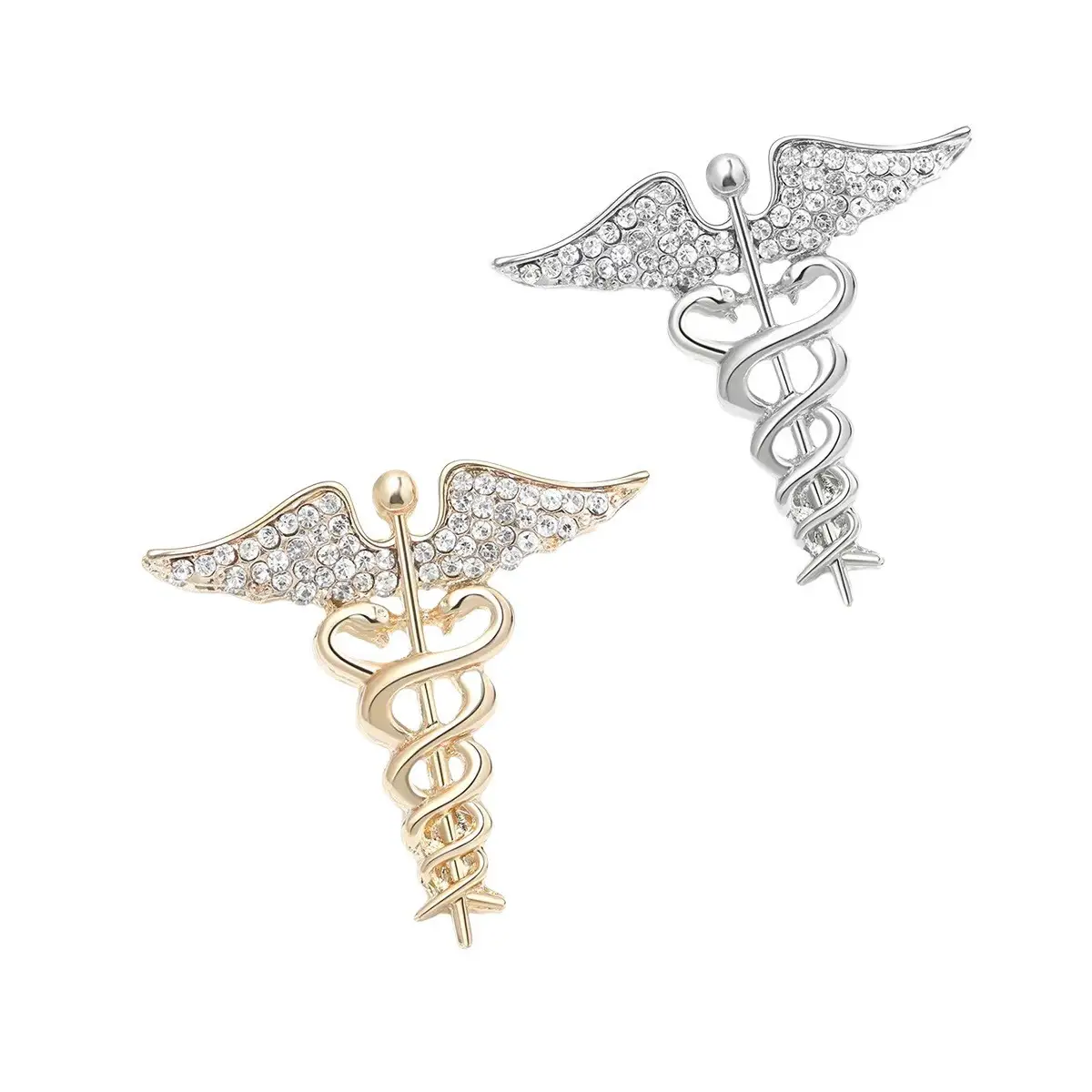 Retro Alloy Oil-Drip Serpentine Animal Brooch Angel Wings Snake Pin Corsage