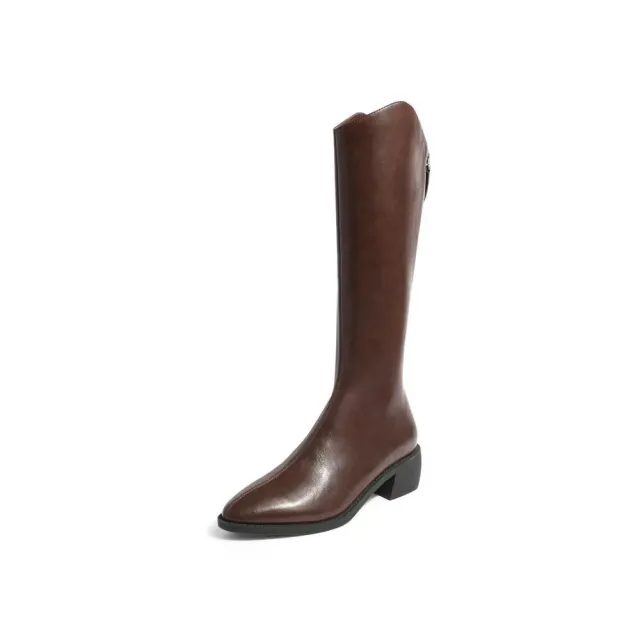 Plus Size High Leg Boot Below The Knee Back Zipper Knight Boots Brown - Shop at LoveMi