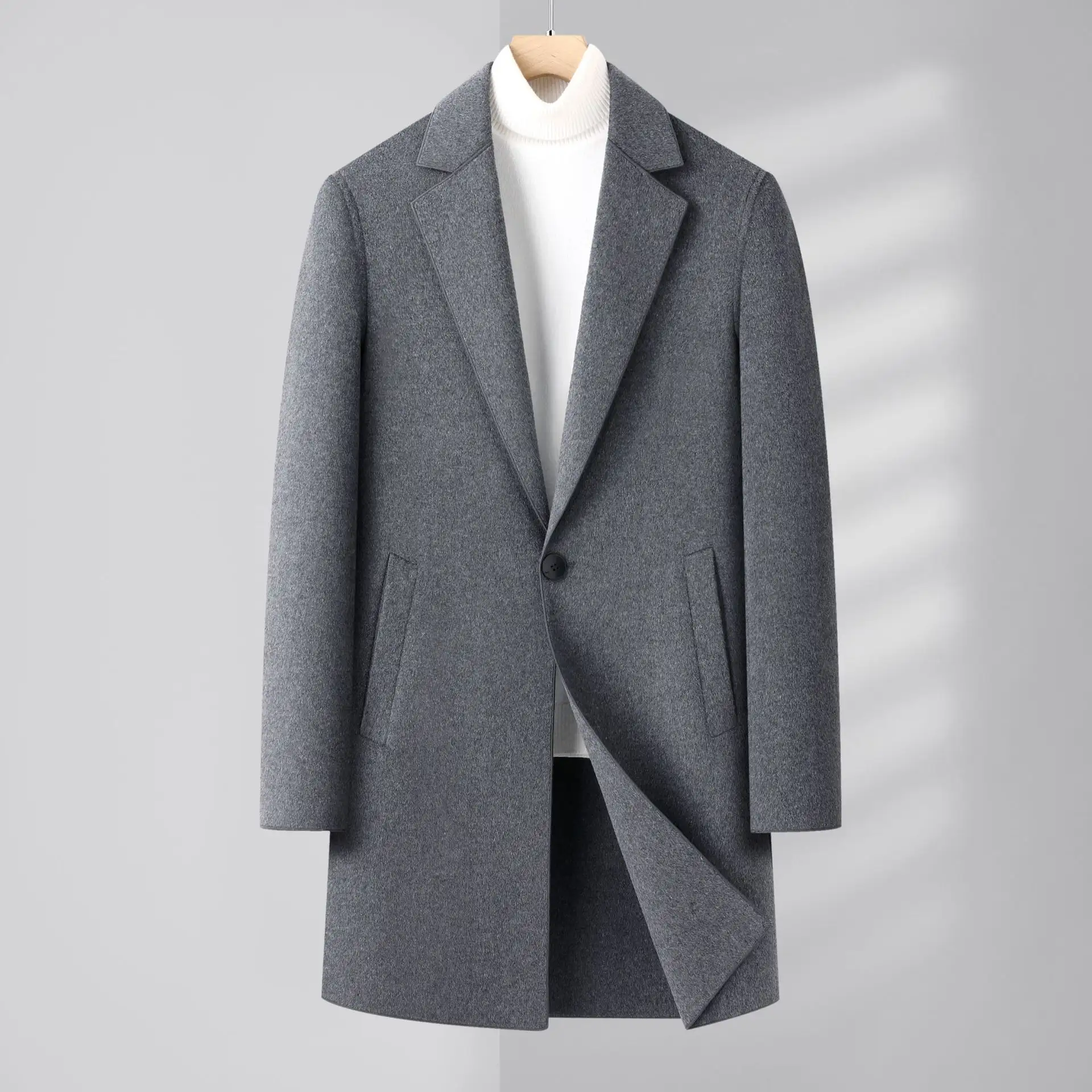 Autumn And Winter Men's Wool Double-faced Overcoat