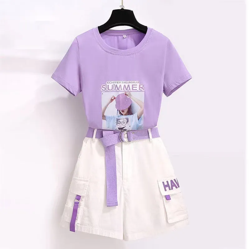 Women's New Graceful And Fashionable Shorts Two-piece Casual - Purple