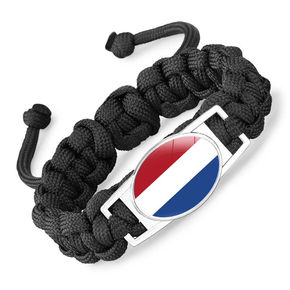 Flag-pattern Woven Adjustable Paracord Bracelet