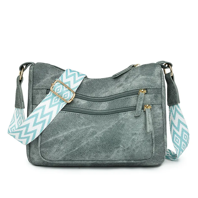 Large Capacity One Shoulder Crossbody New Women's Soft Leather Backpack Bag - Blue