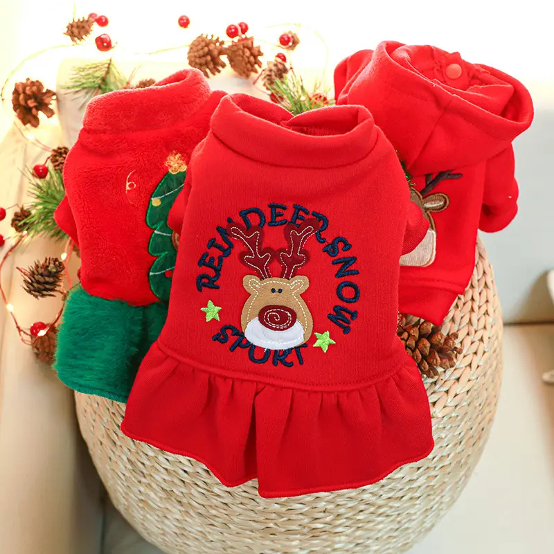 Pet Dog And Cat Clothing Festive Red