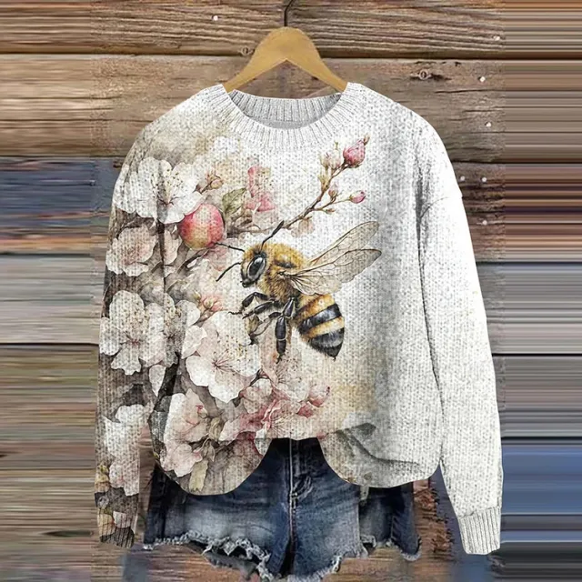 Sunken Stripe Thick Needle Round Neck Sweater Hxgxd7 S - Shop at LoveMi