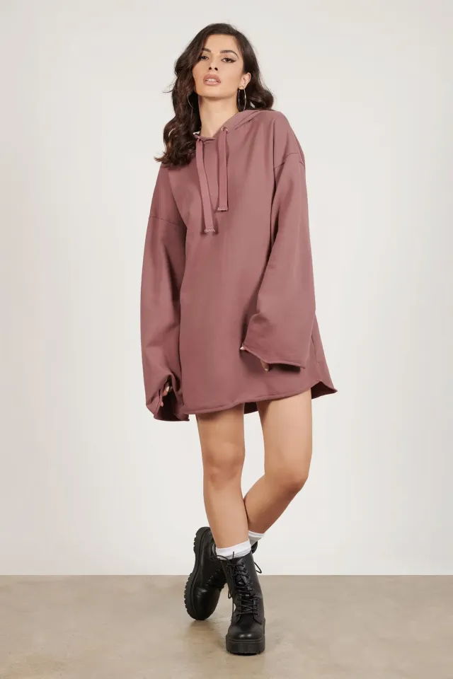 Pure Color Split Dress Baggy Fashion Top Lotus Pink - Shop at LoveMi