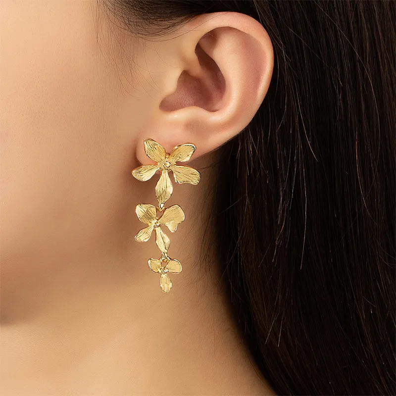 Golden Blossom Drop Earrings