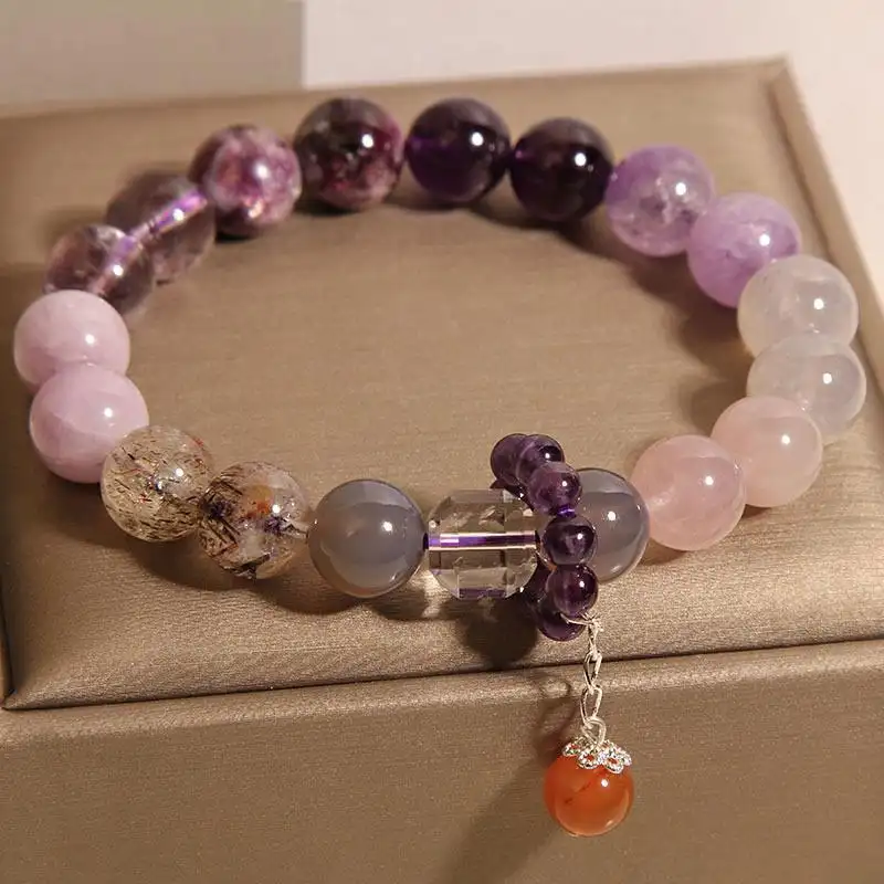 Natural Elegant Purple Ghost Bracelet For Women Light Luxury Minority