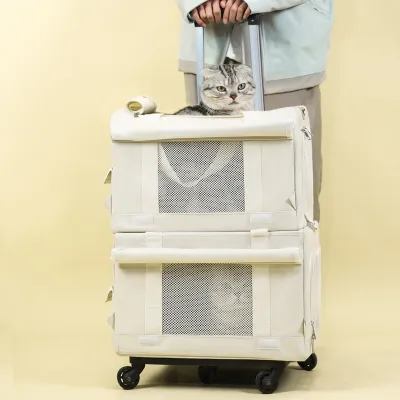 Pet Trolley Double-deck Bus Luggage Cat Bag Portable